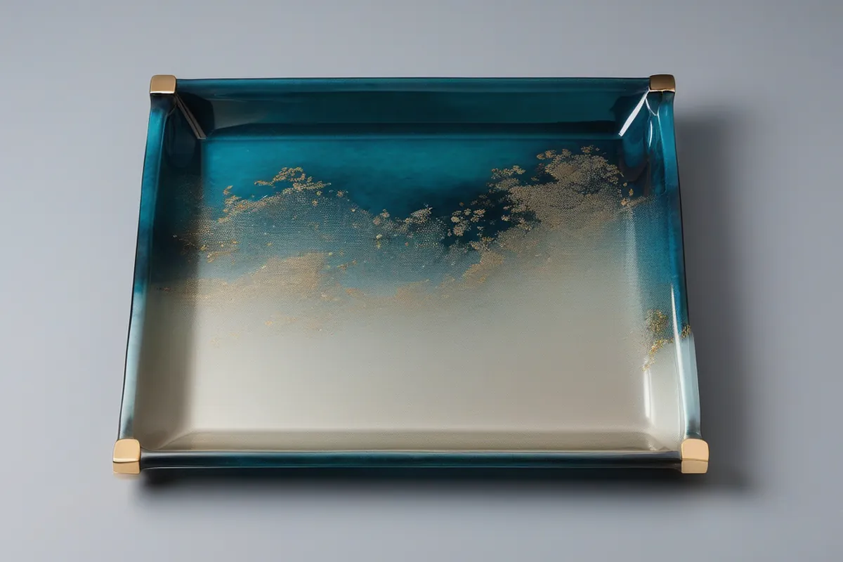 Rectangular tray with an epoxy resin base