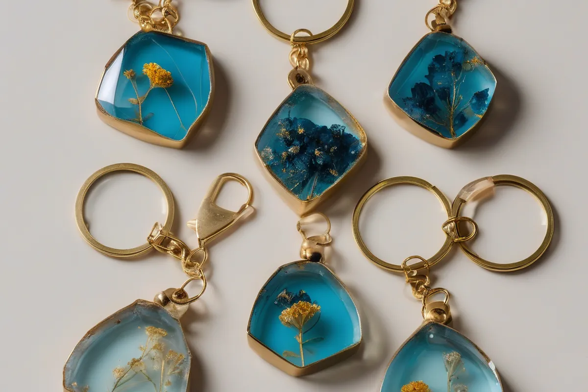 Epoxy resin keychains with dried flowers